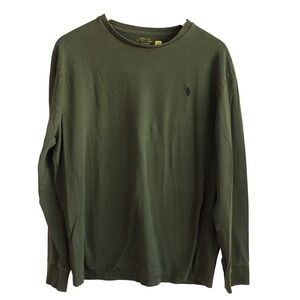 Polo Ralph Lauren T-Shirt Mens L Olive Green Long Sleeve Cotton Pony Logo Tee